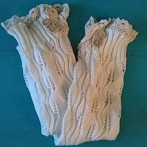 Lace And Button Trim Boot Socks